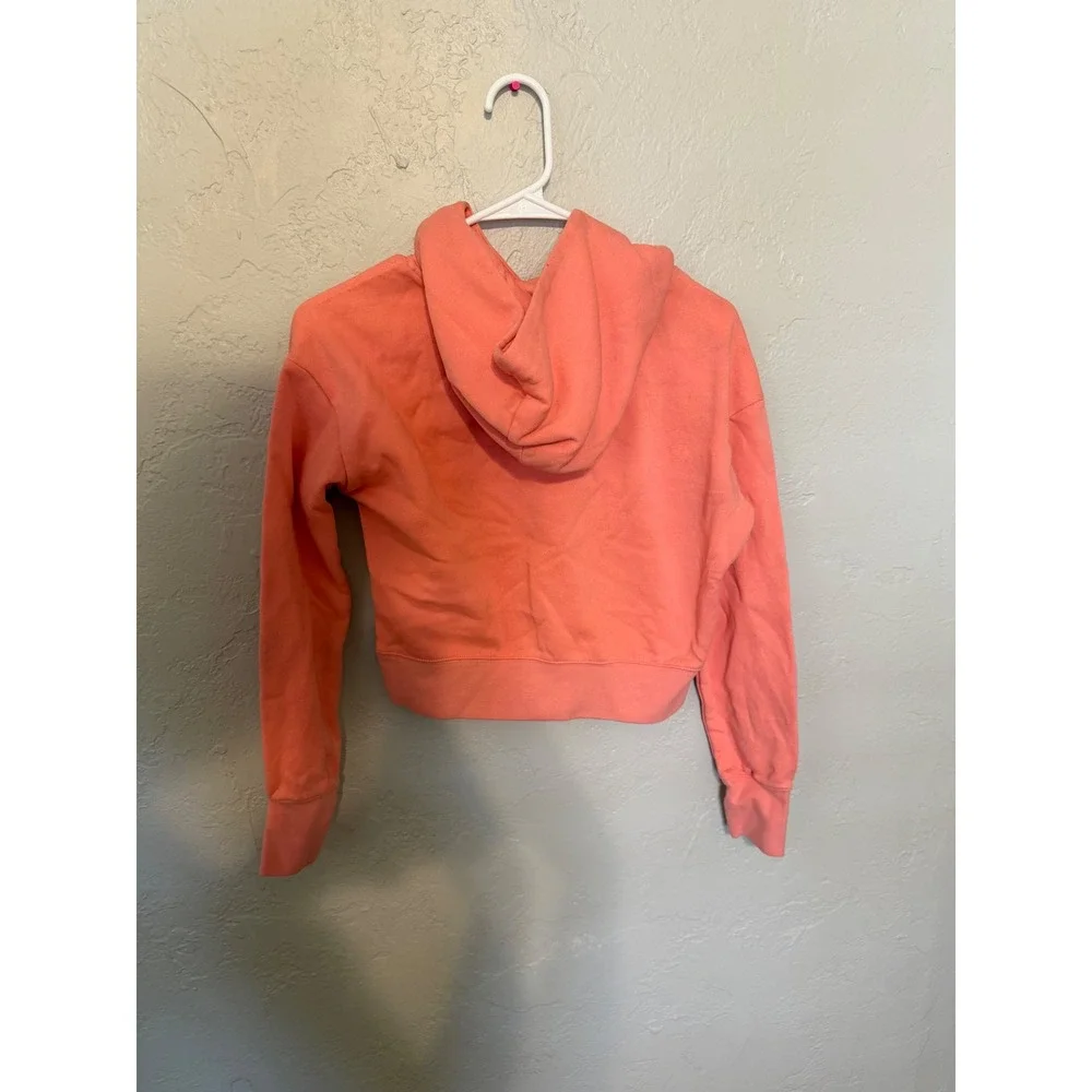 Nike Girls Sportswear Cropped Hoodie Coral Pink Gradient Logo XL Kids Pullover